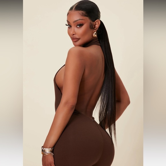 Cassandra Light Snatched Jumpsuit - Brown - Picture 5 of 5